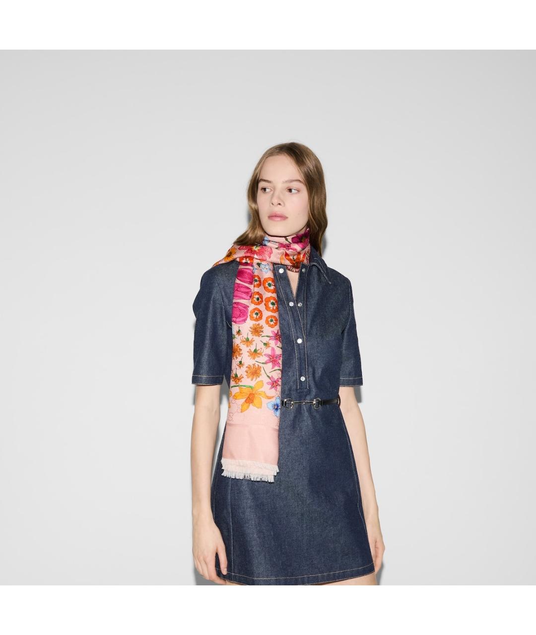 GUCCI Розовый шарф, фото 3