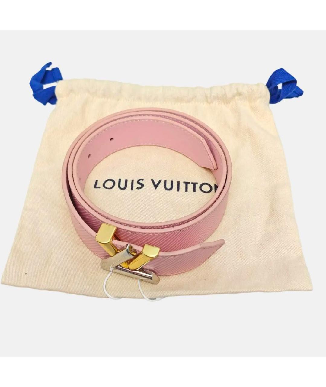 LOUIS VUITTON Коралловый кожаный ремень, фото 4