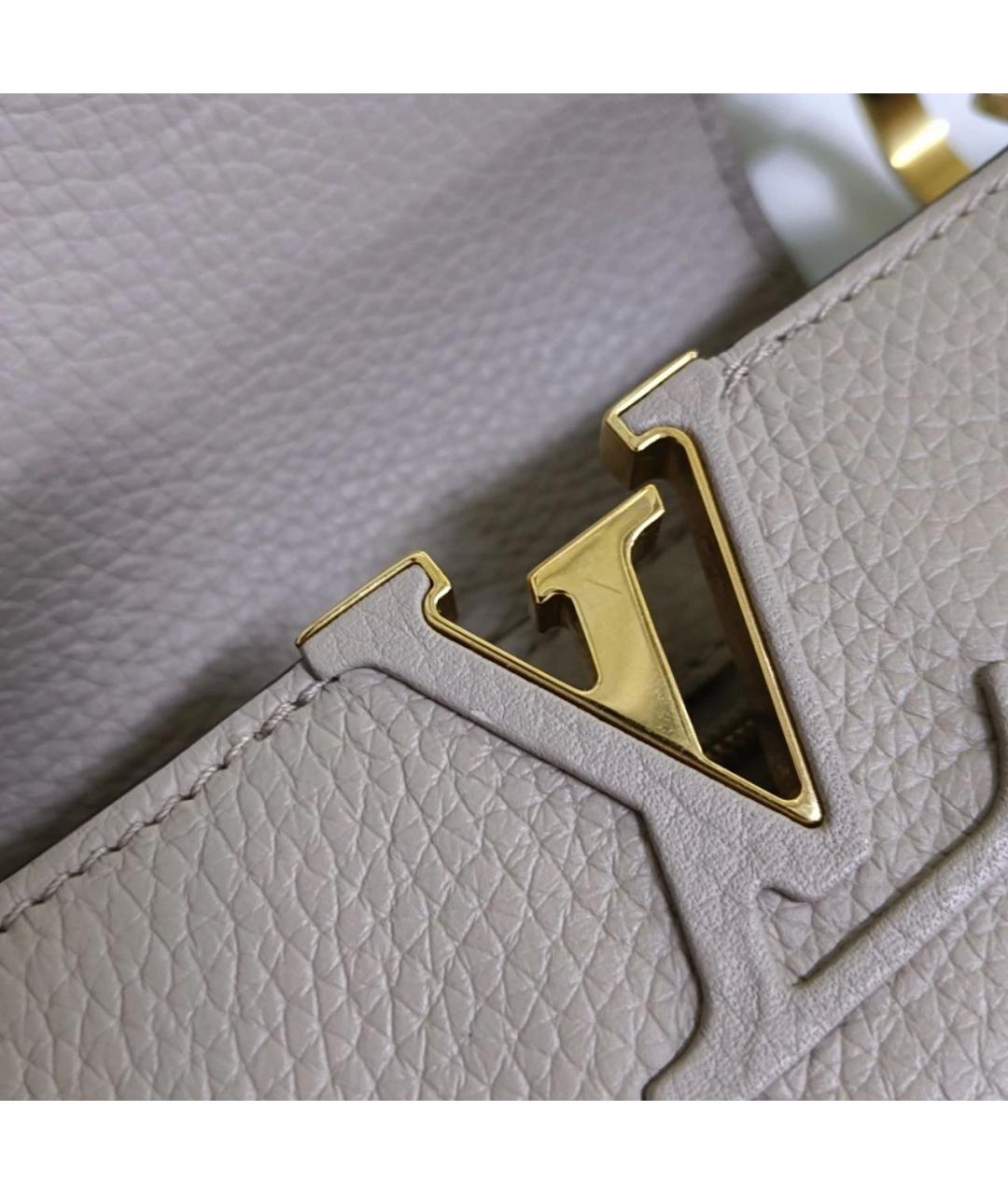 LOUIS VUITTON Бежевая кожаная сумка тоут, фото 7
