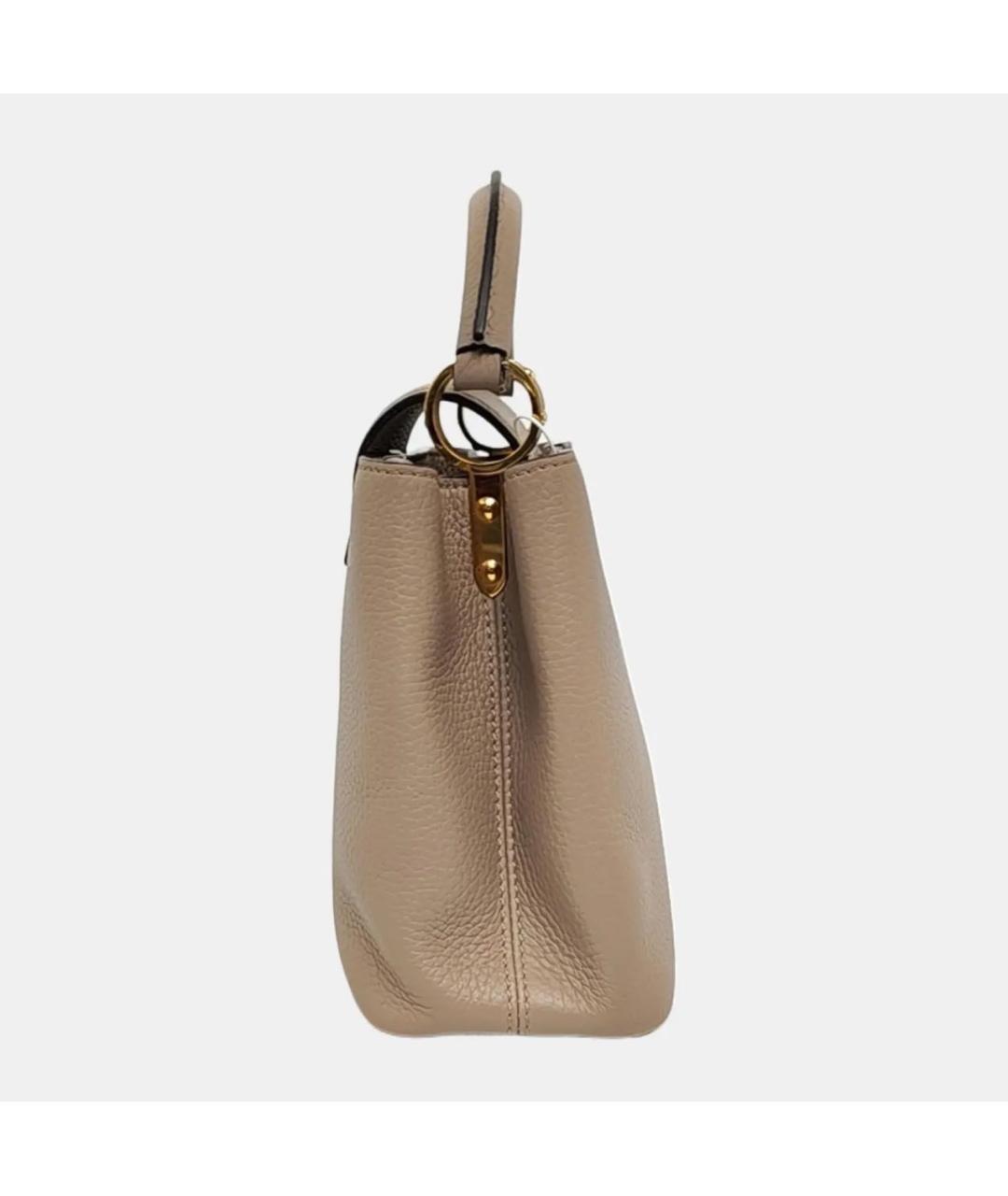 LOUIS VUITTON Бежевая кожаная сумка тоут, фото 3