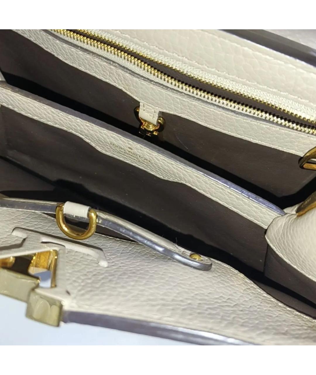 LOUIS VUITTON Бежевая кожаная сумка тоут, фото 6
