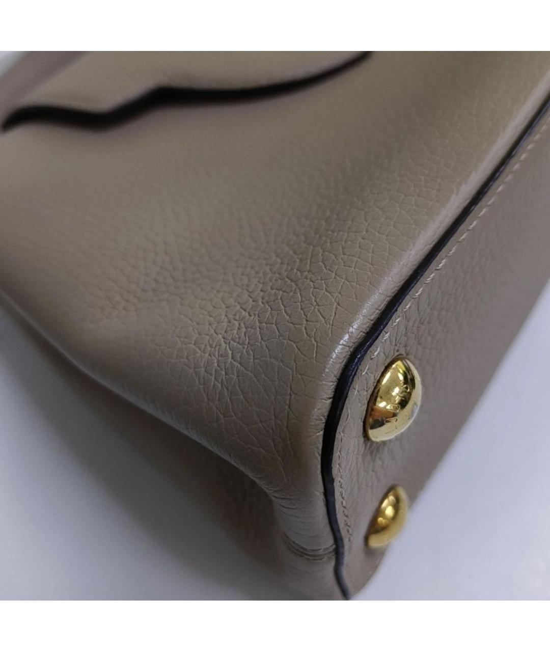 LOUIS VUITTON Бежевая кожаная сумка тоут, фото 8
