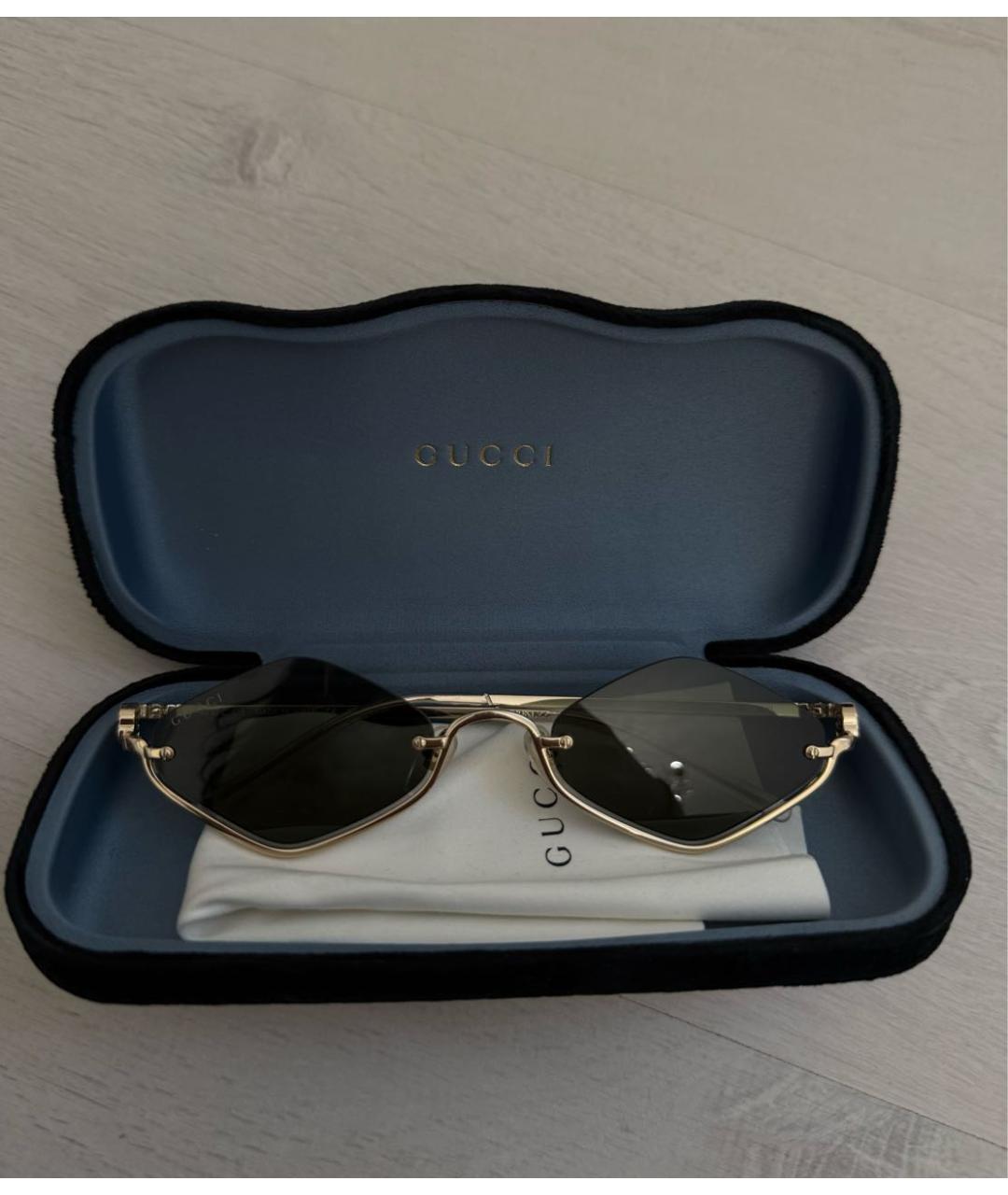 GUCCI Золотые металлические солнцезащитные очки, фото 5