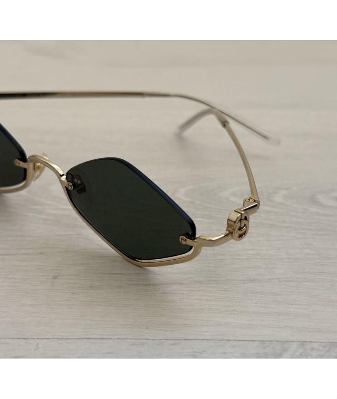 GUCCI Золотые металлические солнцезащитные очки, фото 6