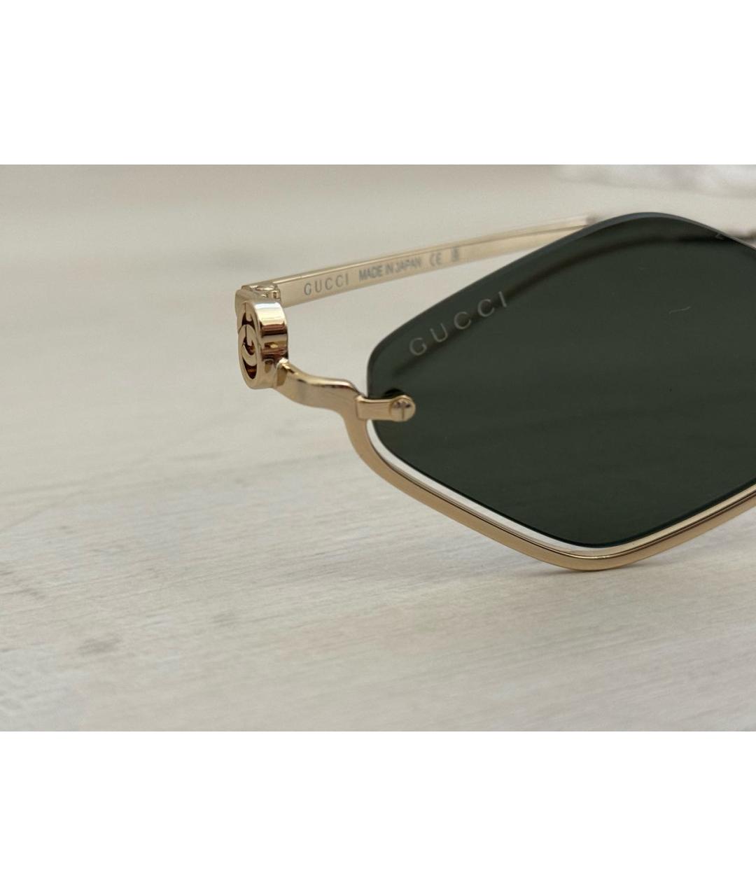 GUCCI Золотые металлические солнцезащитные очки, фото 3