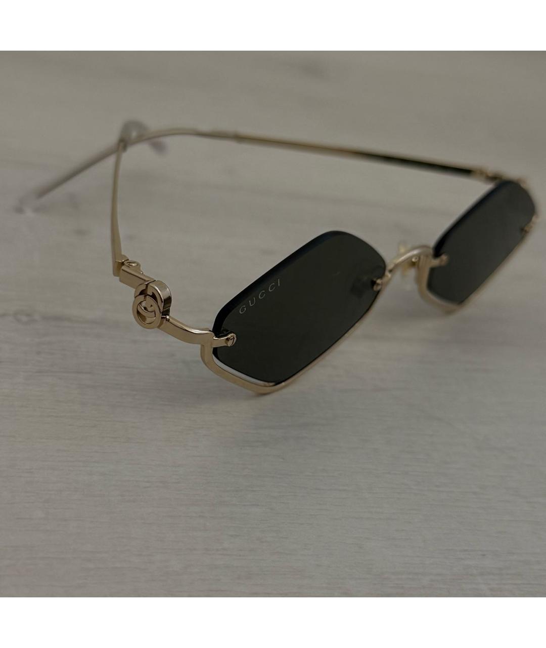 GUCCI Золотые металлические солнцезащитные очки, фото 2