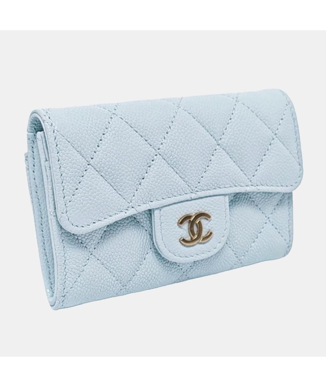 CHANEL Голубой кожаный кошелек, фото 3