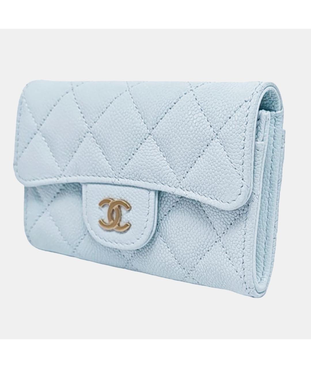 CHANEL Голубой кожаный кошелек, фото 2