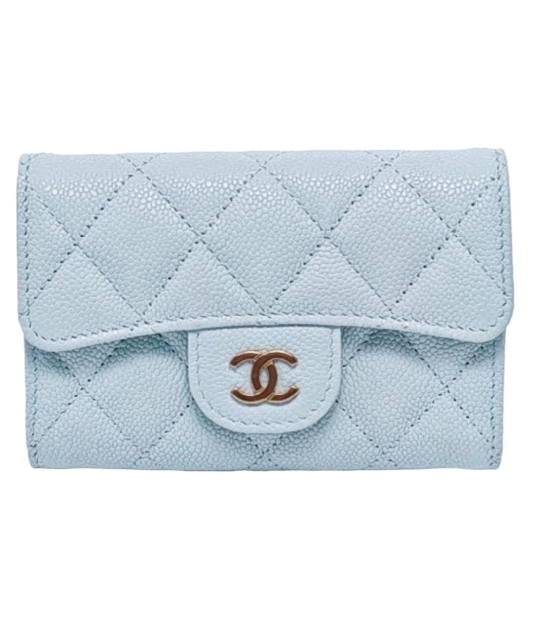 CHANEL Голубой кожаный кошелек, фото 1