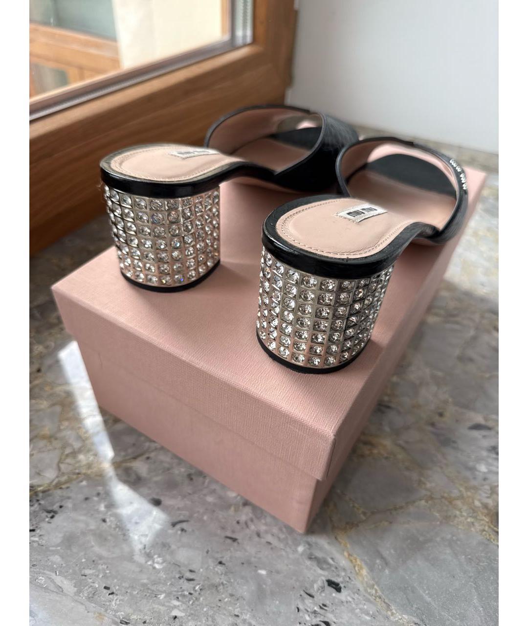 MIU MIU Черные кожаные мюли, фото 4