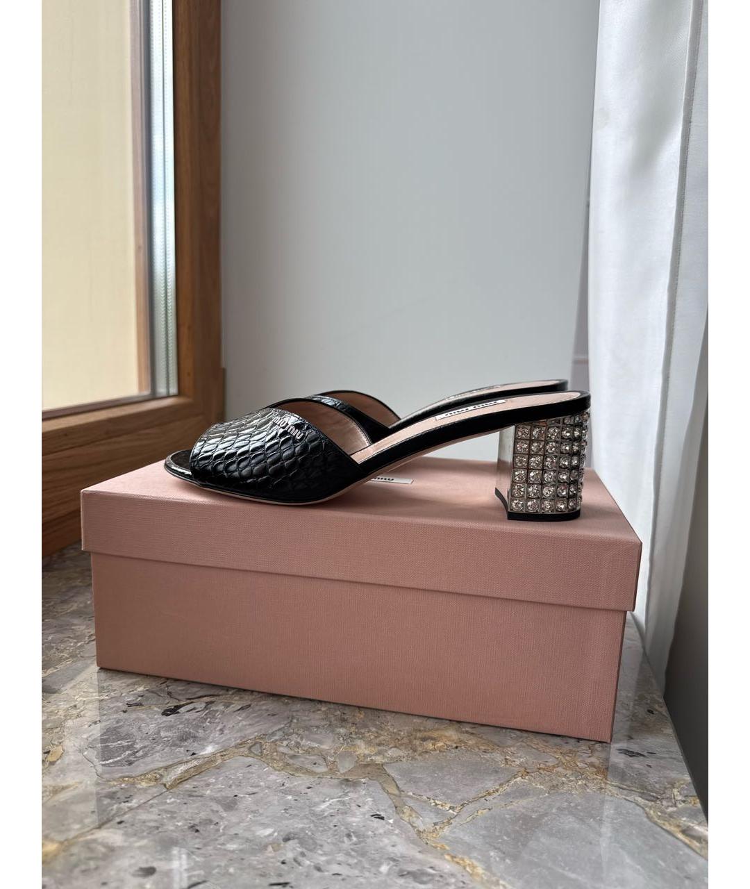 MIU MIU Черные кожаные мюли, фото 6