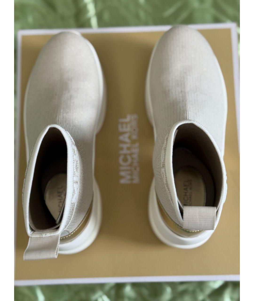 MICHAEL KORS Золотые текстильные кроссовки, фото 3
