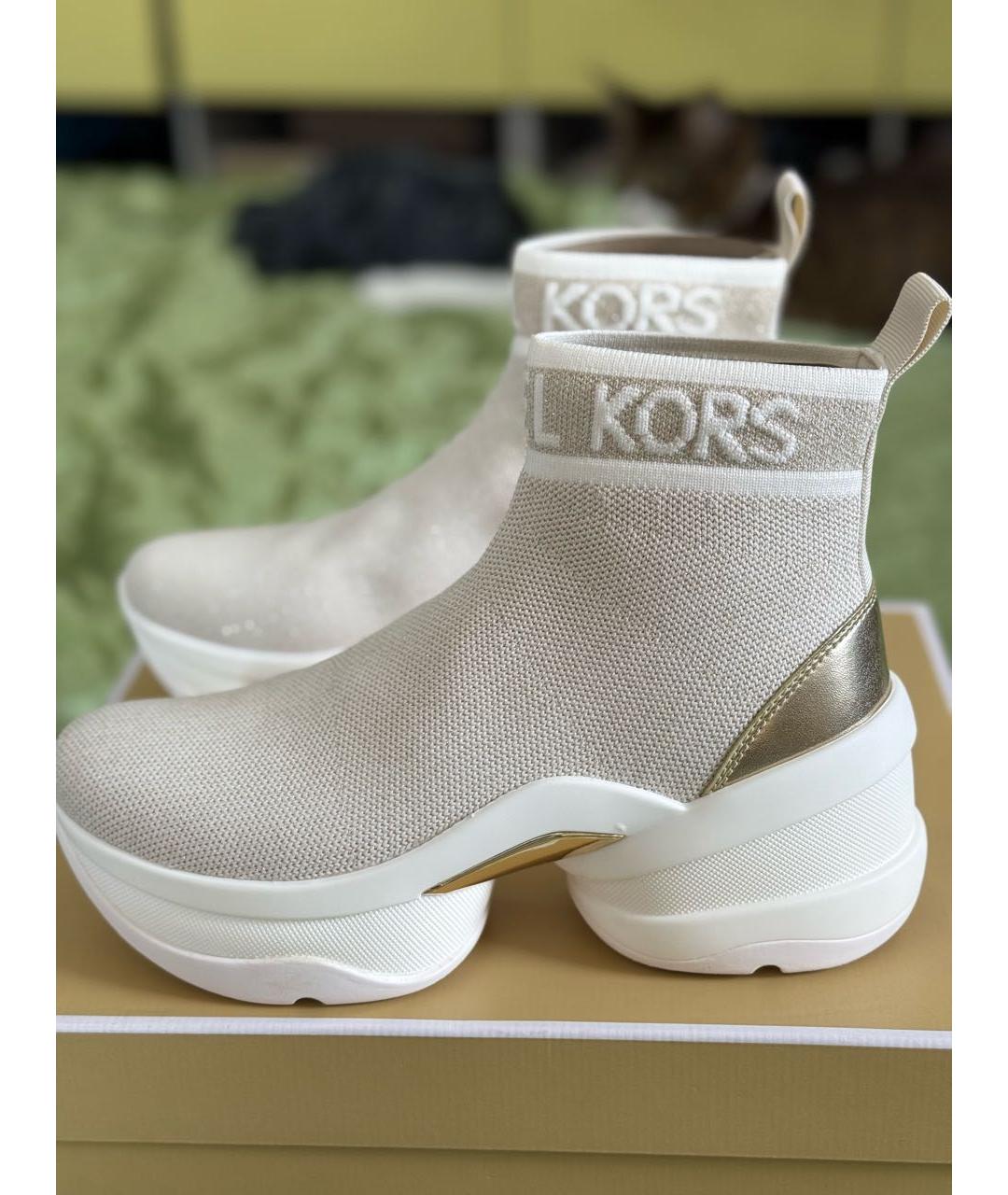 MICHAEL KORS Золотые текстильные кроссовки, фото 5