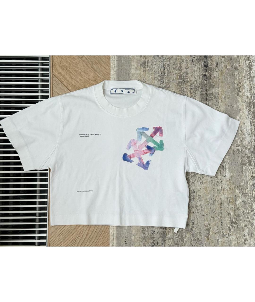 OFF-WHITE Белая хлопковая футболка, фото 6