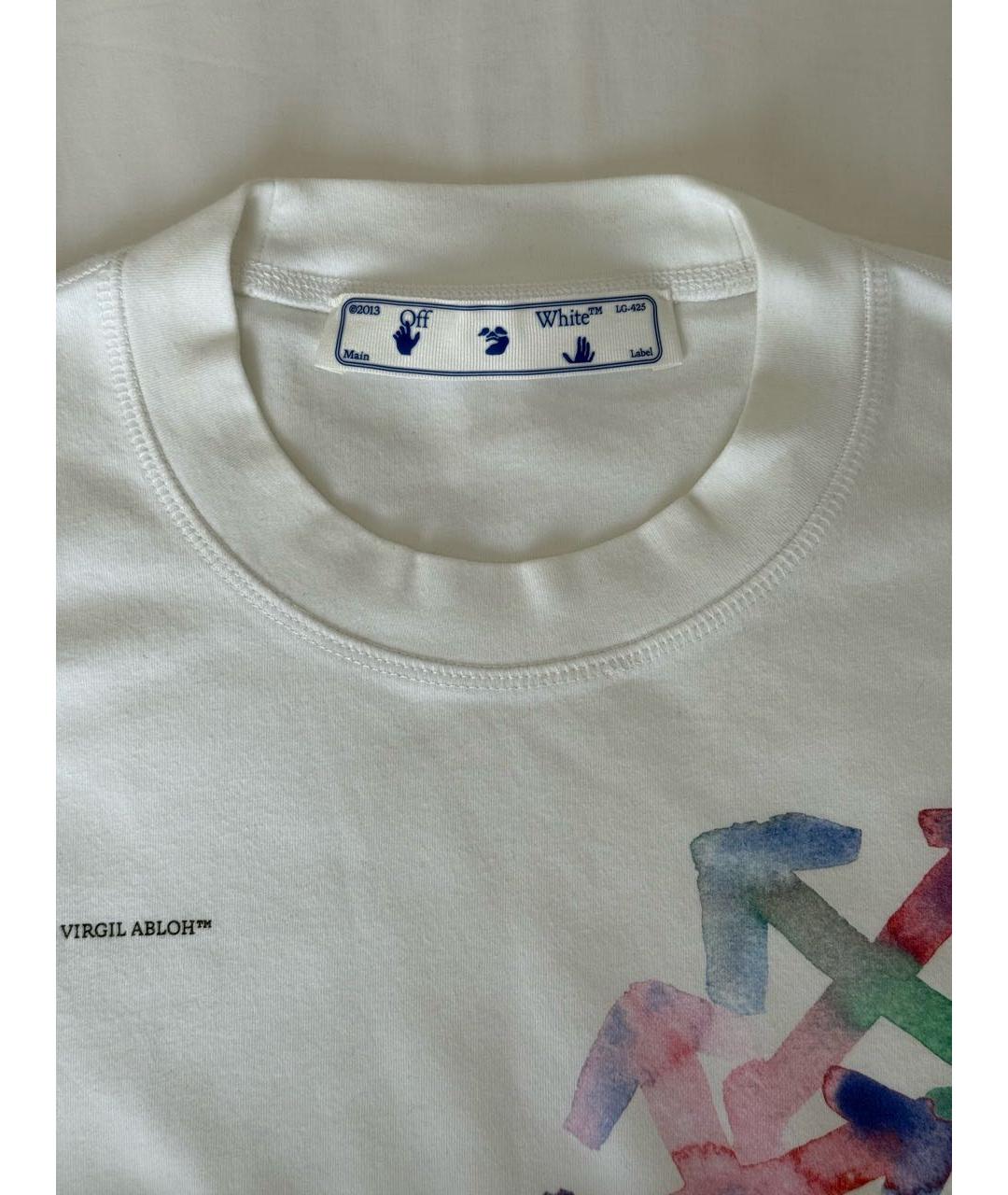 OFF-WHITE Белая хлопковая футболка, фото 5