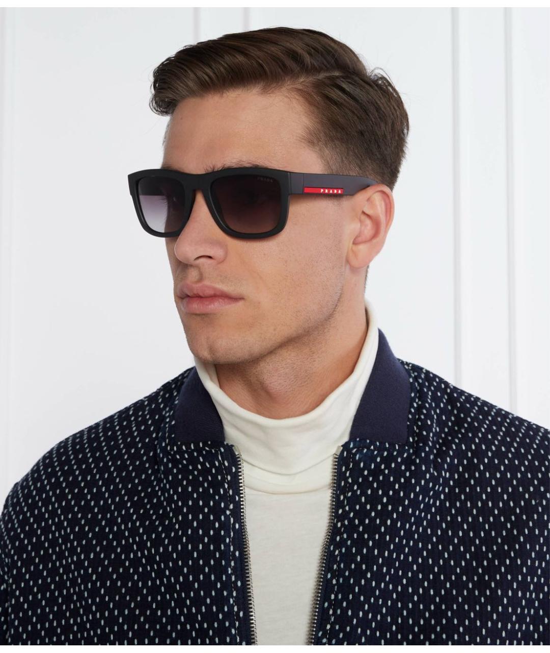 PRADA Черные пластиковые солнцезащитные очки, фото 7