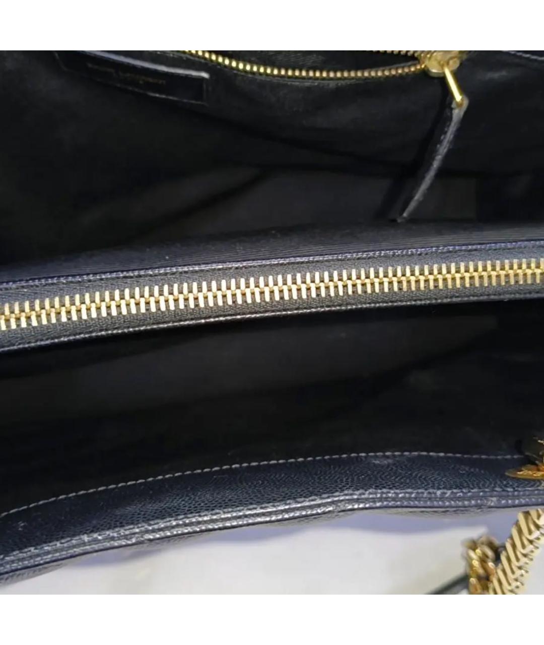 SAINT LAURENT Черная кожаная сумка тоут, фото 5