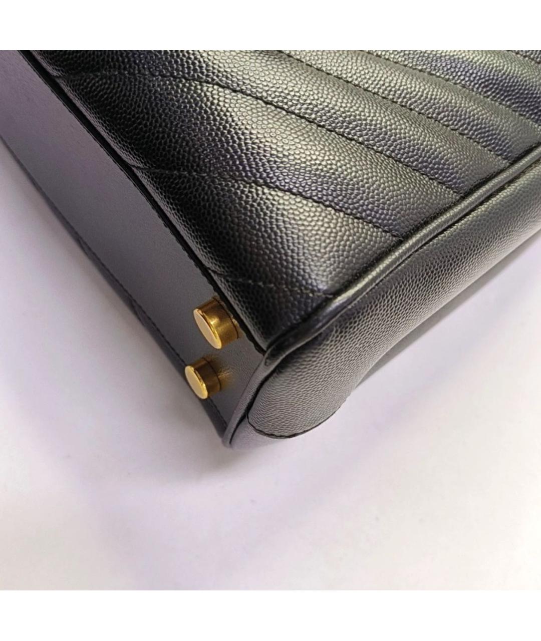 SAINT LAURENT Черная кожаная сумка тоут, фото 7