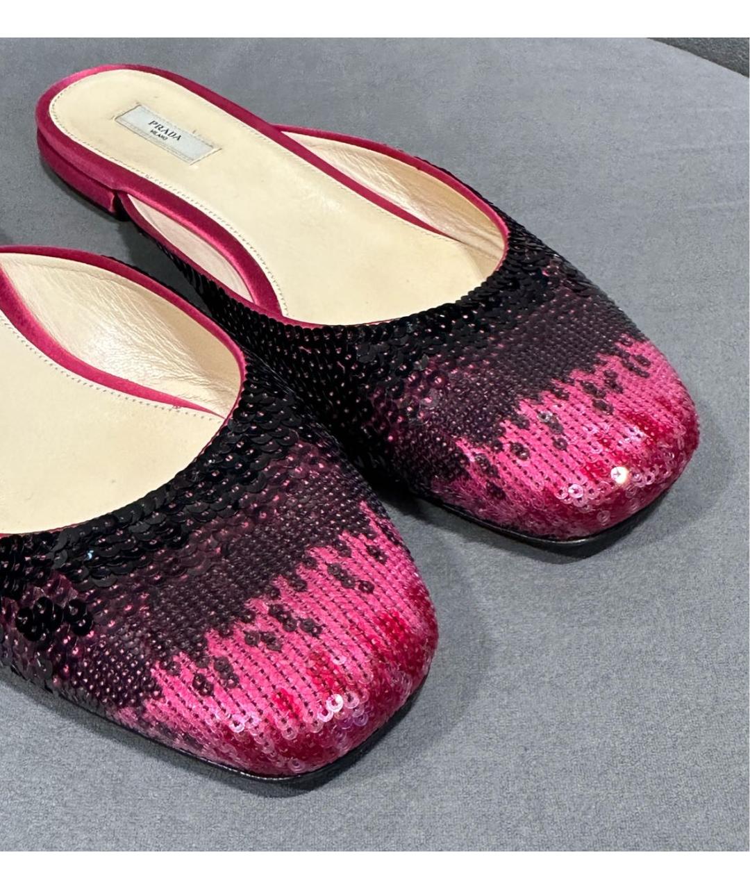 PRADA Розовые текстильные мюли, фото 4