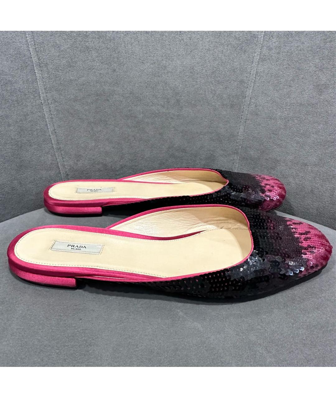 PRADA Розовые текстильные мюли, фото 6
