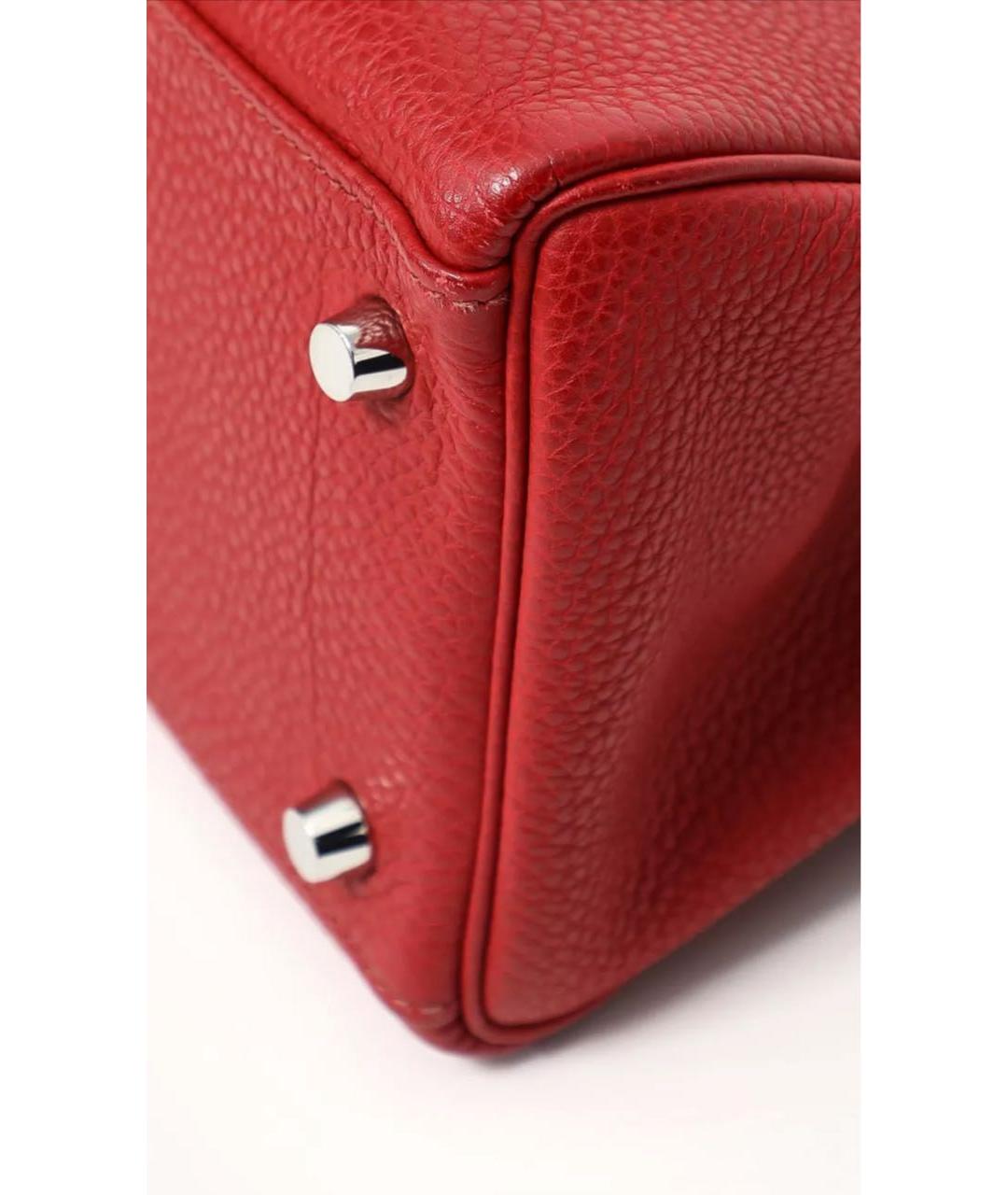 HERMES Красная кожаная сумка с короткими ручками, фото 8
