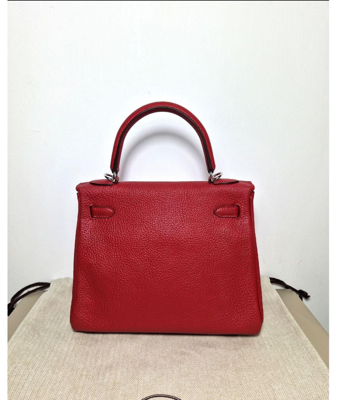 HERMES Красная кожаная сумка с короткими ручками, фото 5
