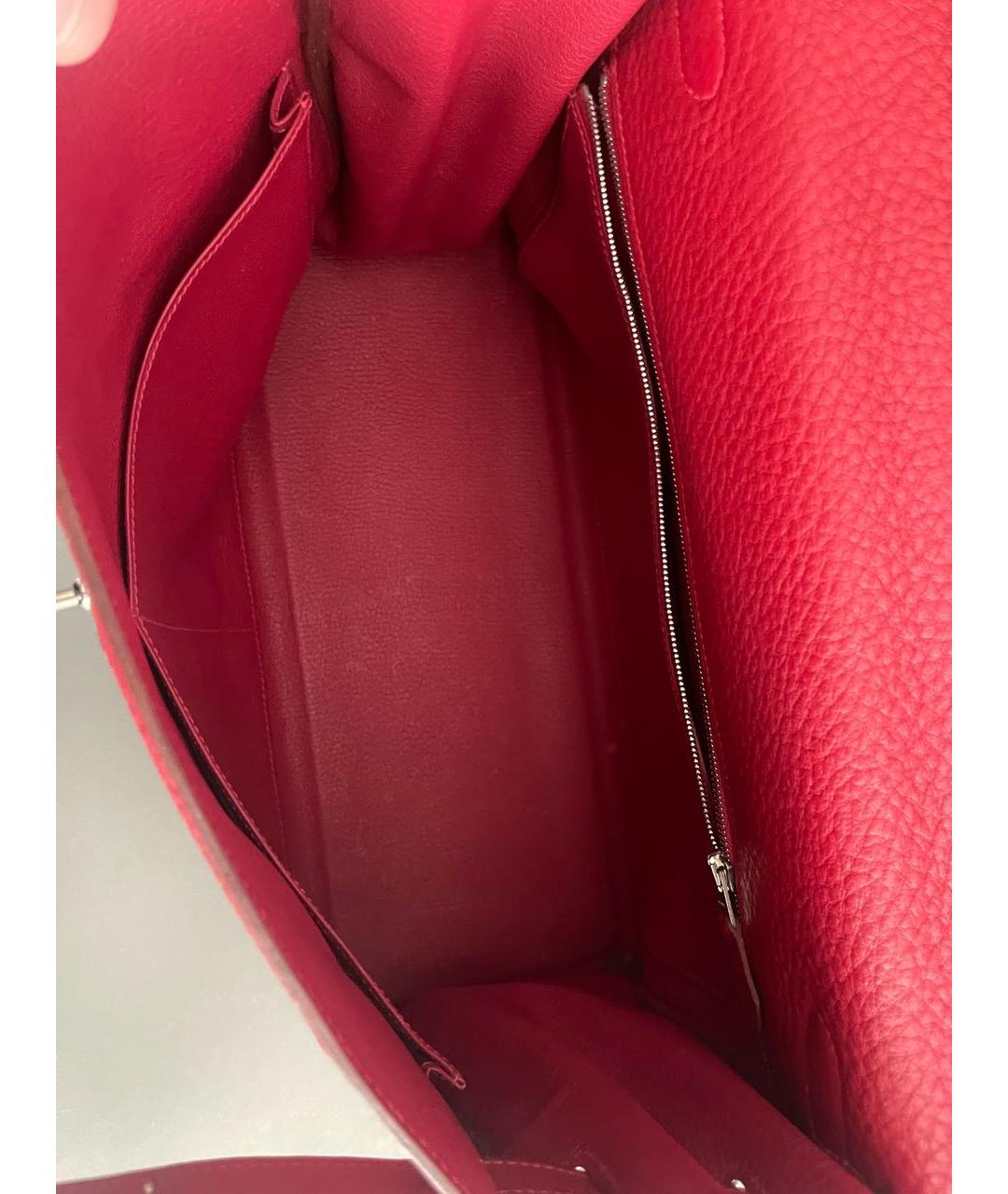 HERMES Красная кожаная сумка с короткими ручками, фото 4