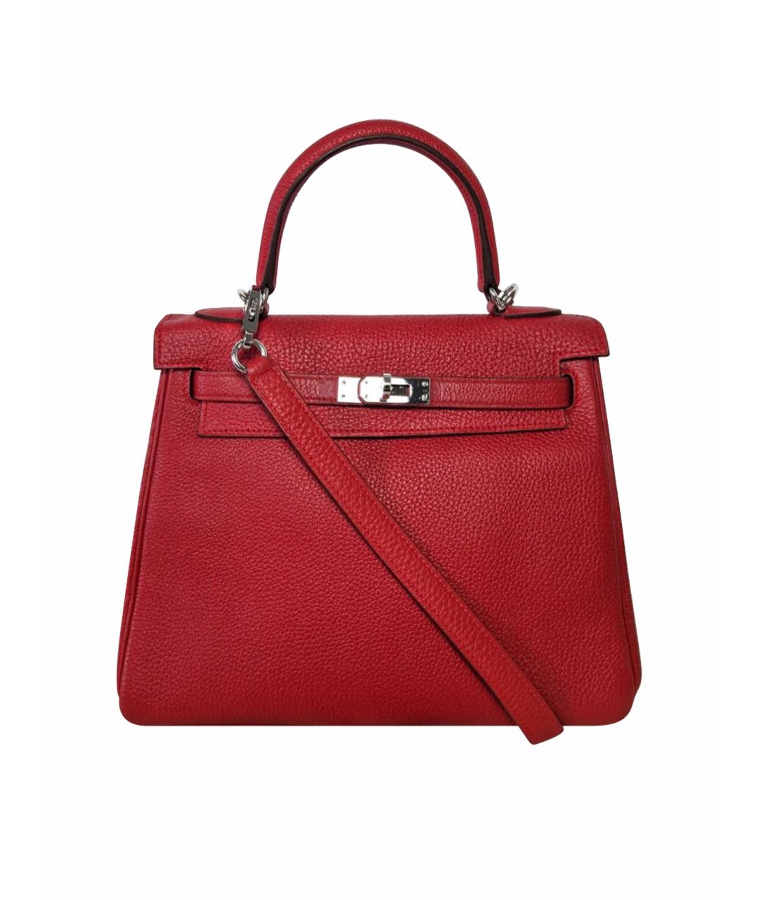 HERMES Красная кожаная сумка с короткими ручками, фото 1
