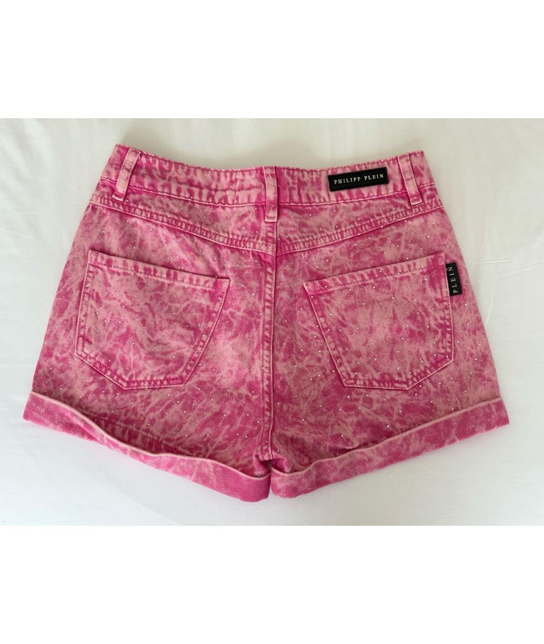 PHILIPP PLEIN Розовые деним шорты, фото 2