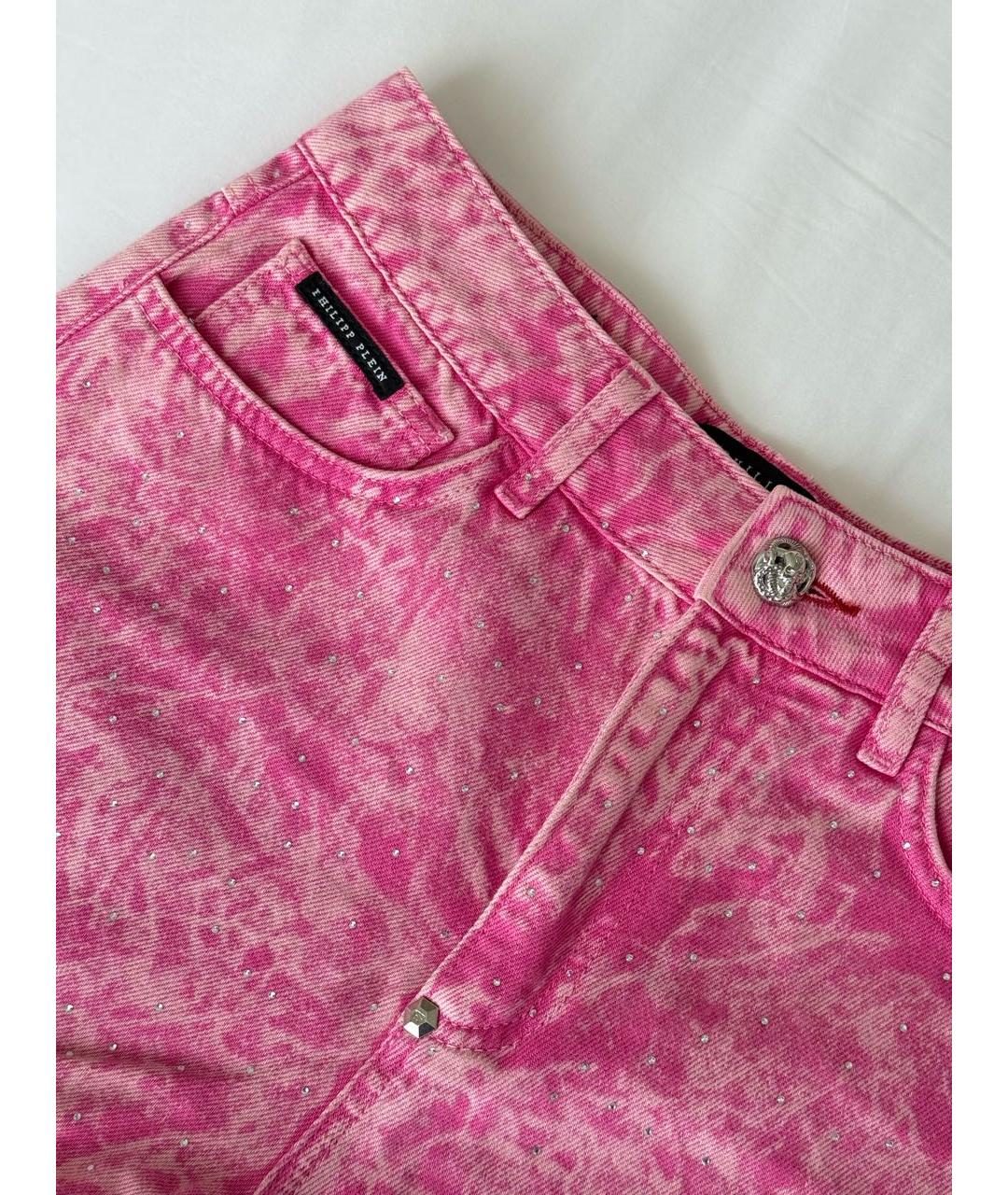 PHILIPP PLEIN Розовые деним шорты, фото 4