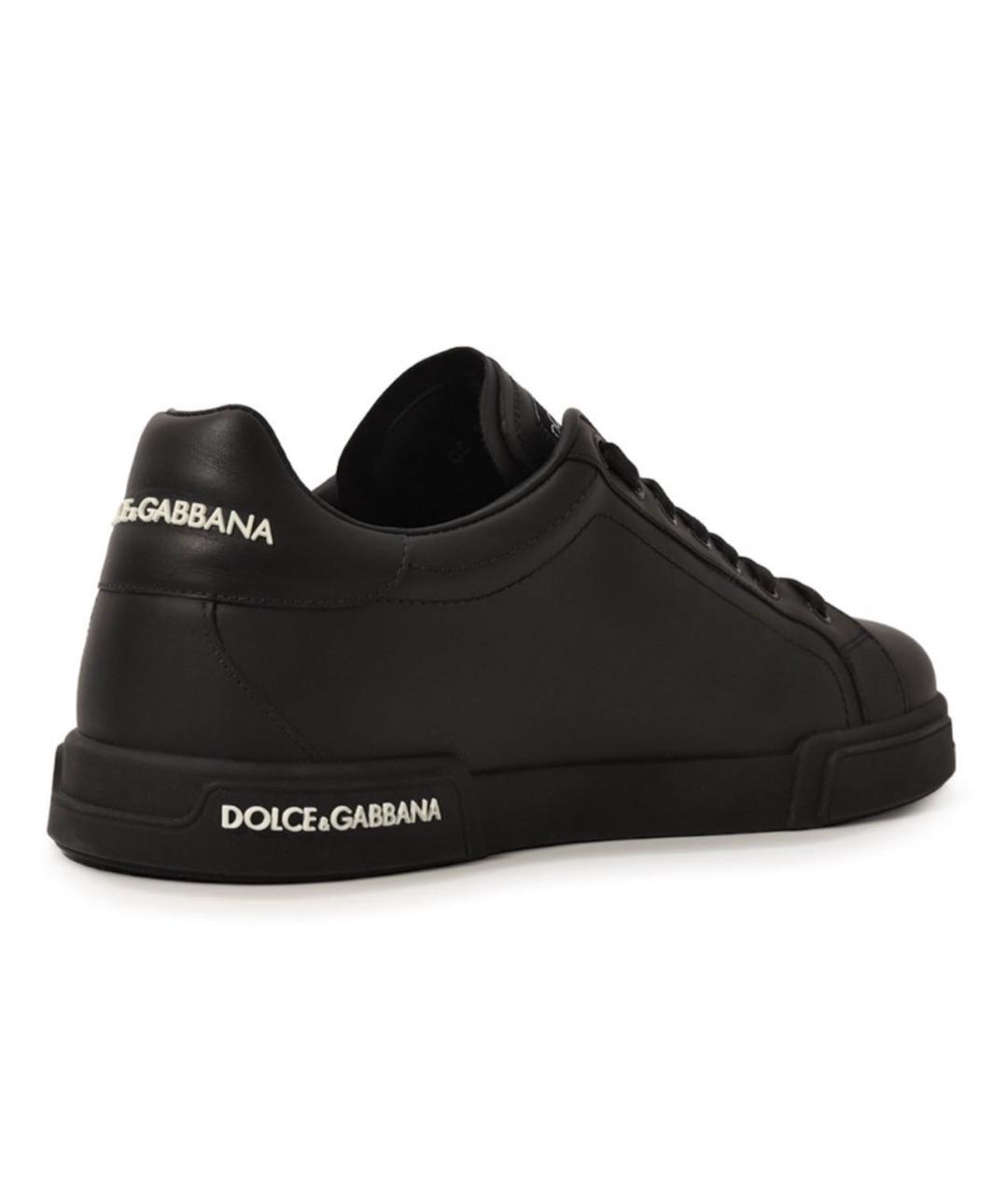 DOLCE&GABBANA Черные кожаные кеды, фото 2