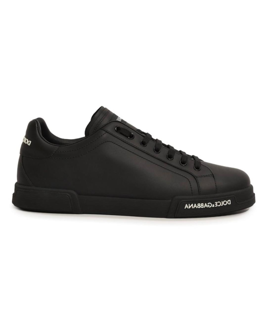 DOLCE&GABBANA Черные кожаные кеды, фото 1