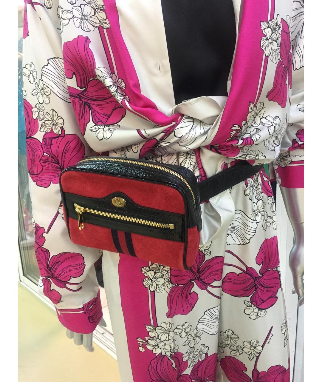 GUCCI Красная замшевая поясная сумка, фото 7