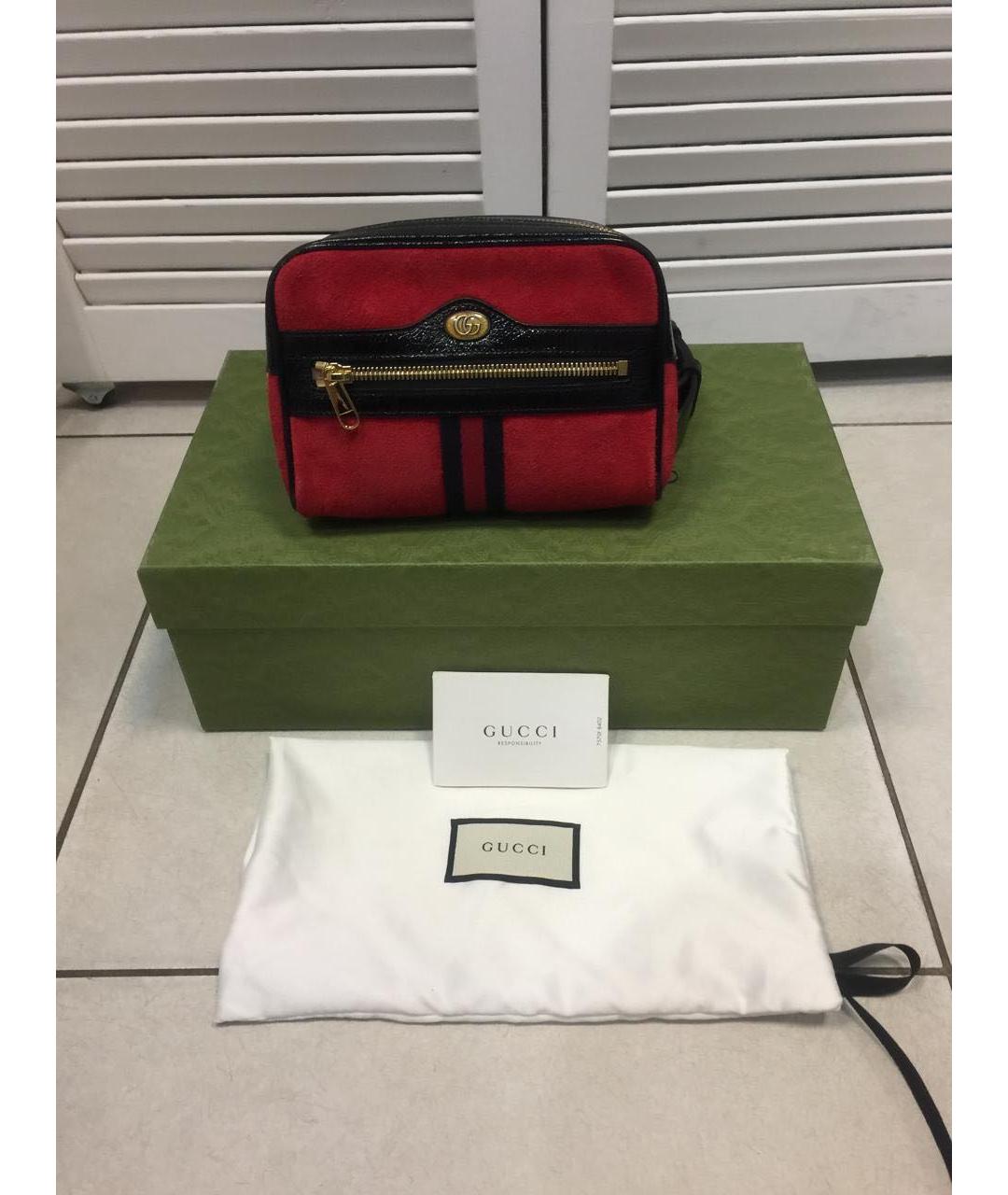 GUCCI Красная замшевая поясная сумка, фото 2
