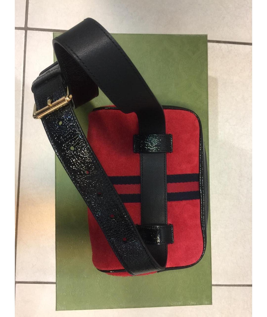 GUCCI Красная замшевая поясная сумка, фото 5