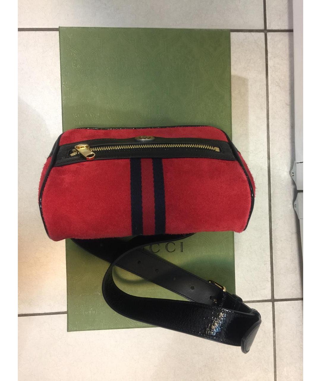 GUCCI Красная замшевая поясная сумка, фото 3