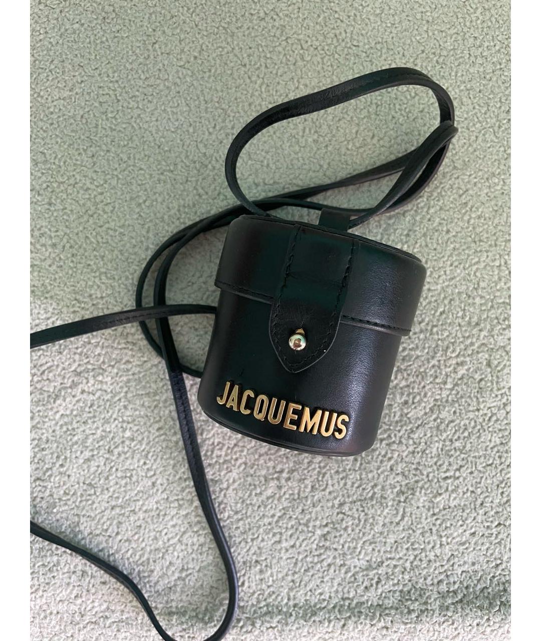 JACQUEMUS Черная кожаная сумка через плечо, фото 5