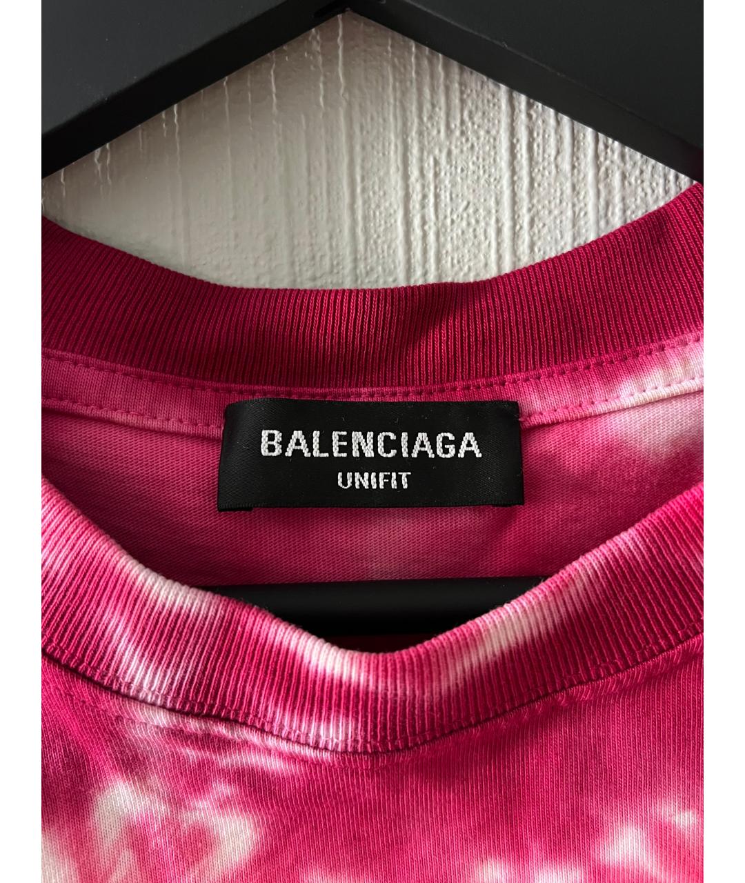 BALENCIAGA Розовая хлопковая футболка, фото 4