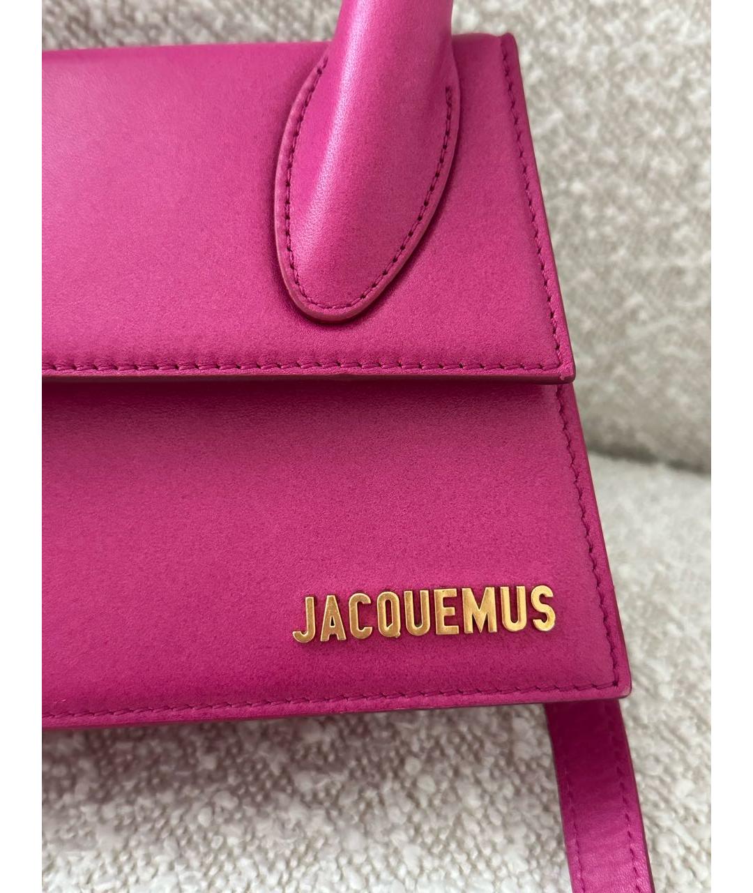 JACQUEMUS Розовая кожаная сумка с короткими ручками, фото 5