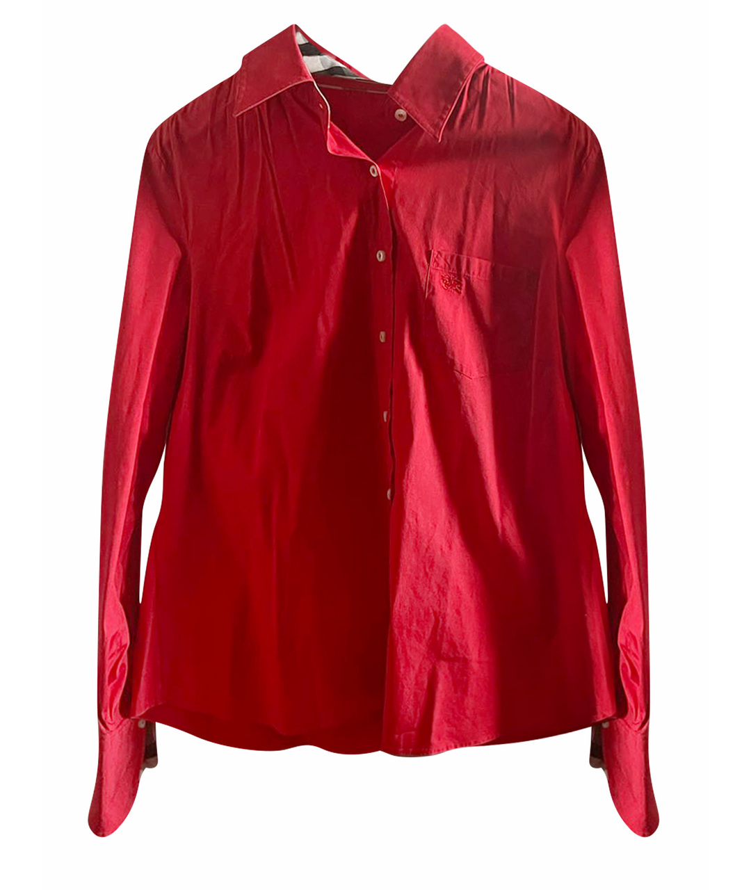 BURBERRY Красная хлопко-эластановая рубашка, фото 1