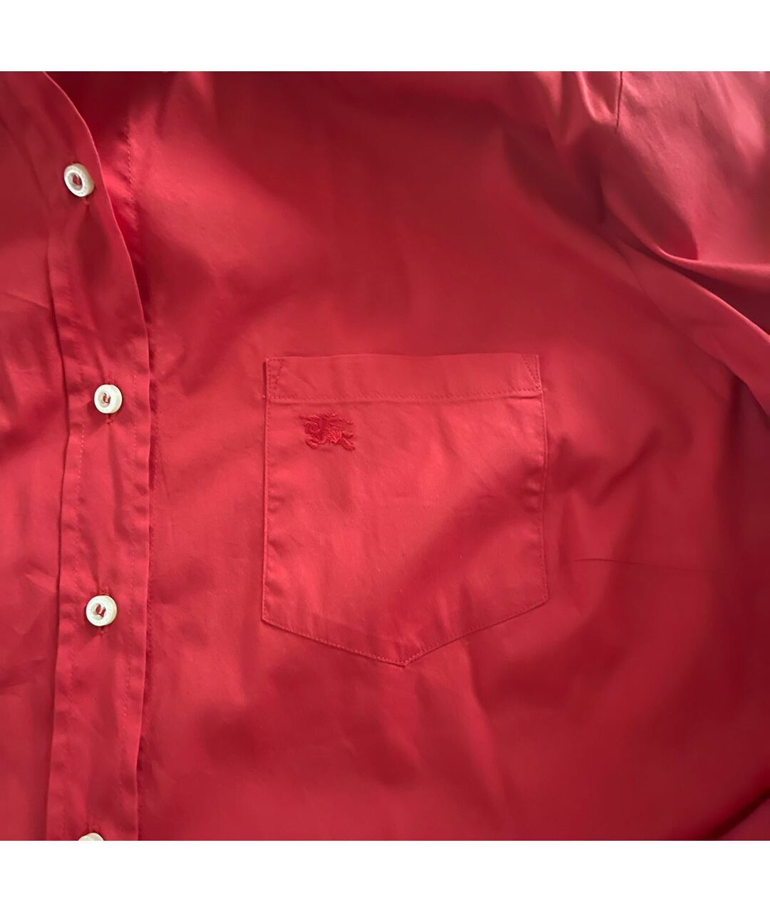 BURBERRY Красная хлопко-эластановая рубашка, фото 5