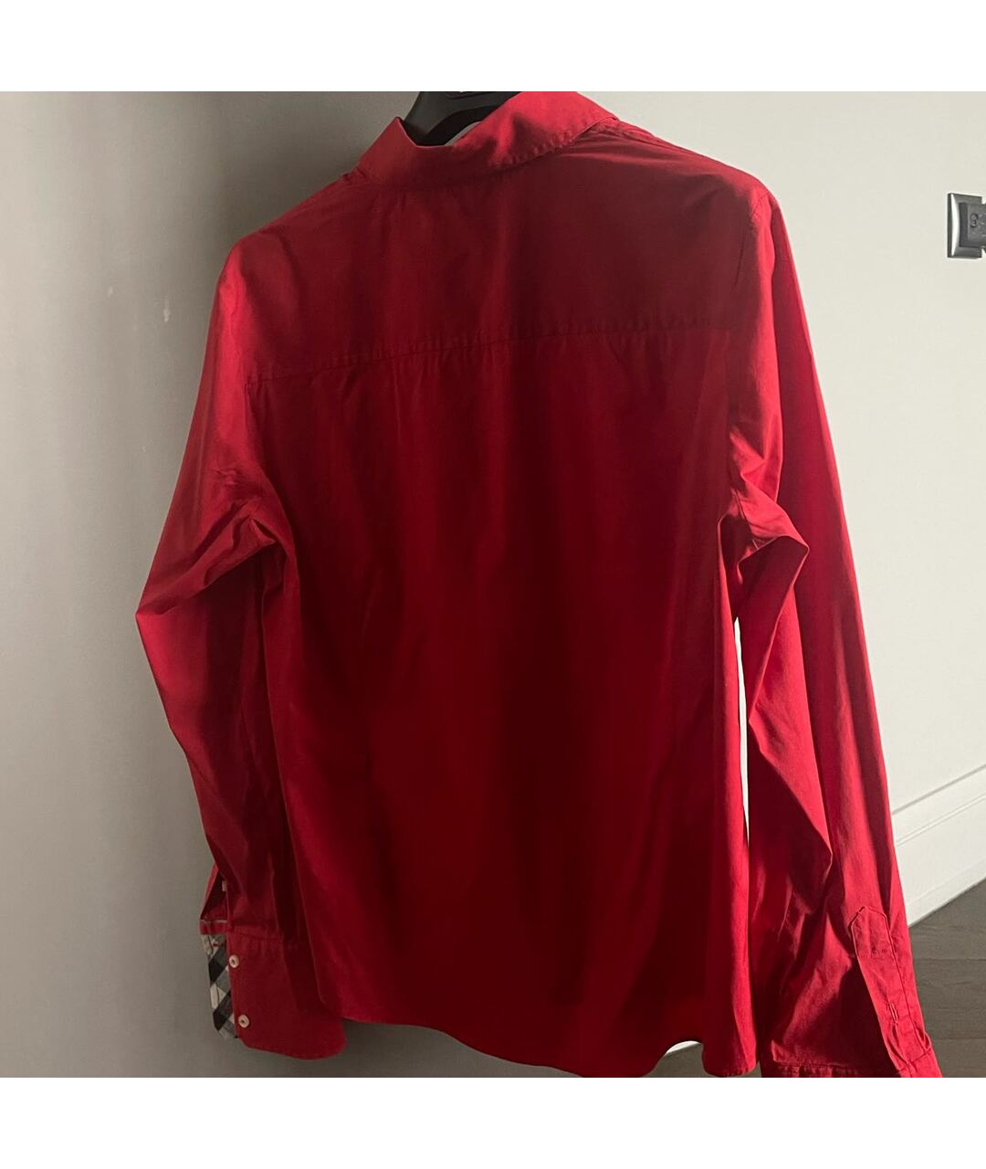 BURBERRY Красная хлопко-эластановая рубашка, фото 6