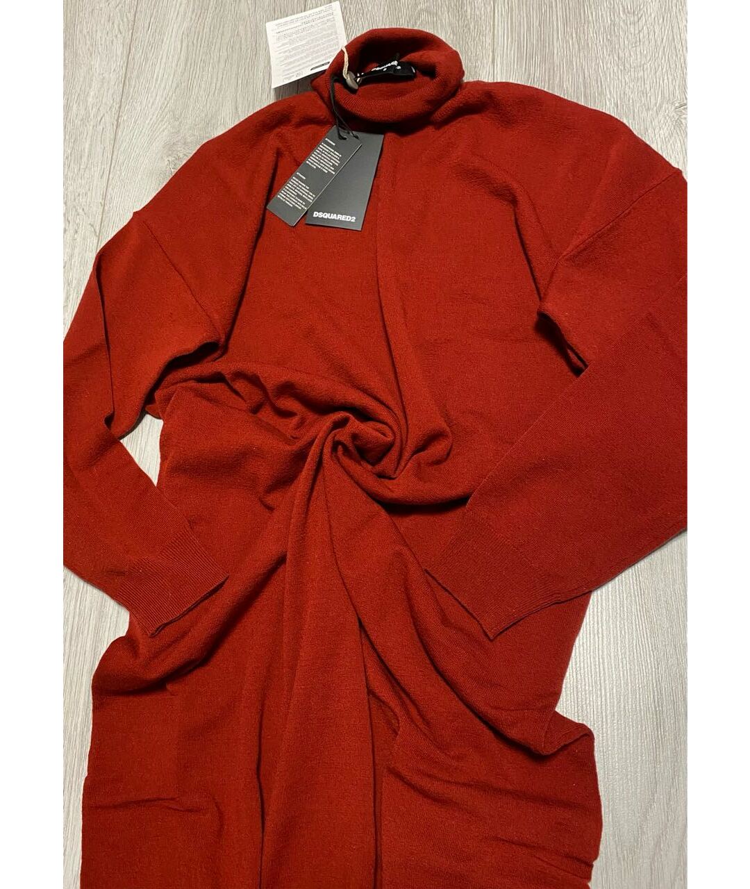 DSQUARED2 Красное шерстяное повседневное платье, фото 4