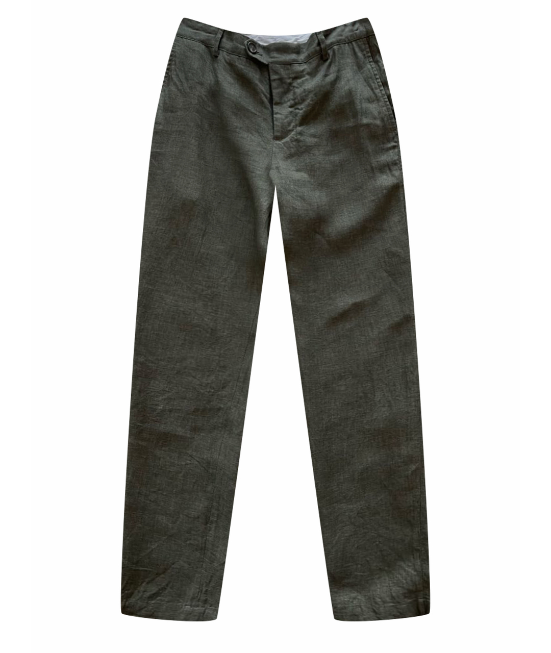 BRUNELLO CUCINELLI Хаки льняные классические брюки, фото 1