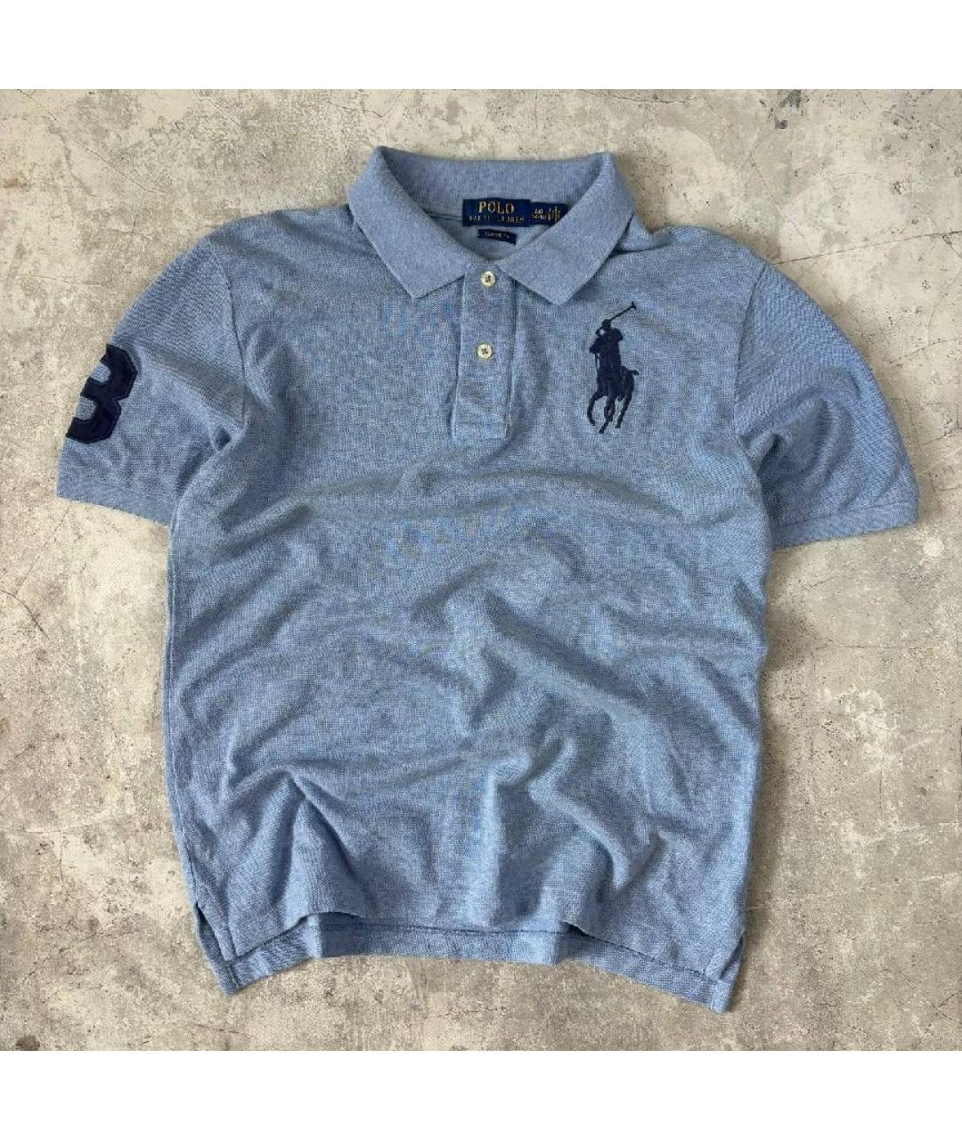 POLO RALPH LAUREN Голубое хлопковое поло с коротким рукавом, фото 5