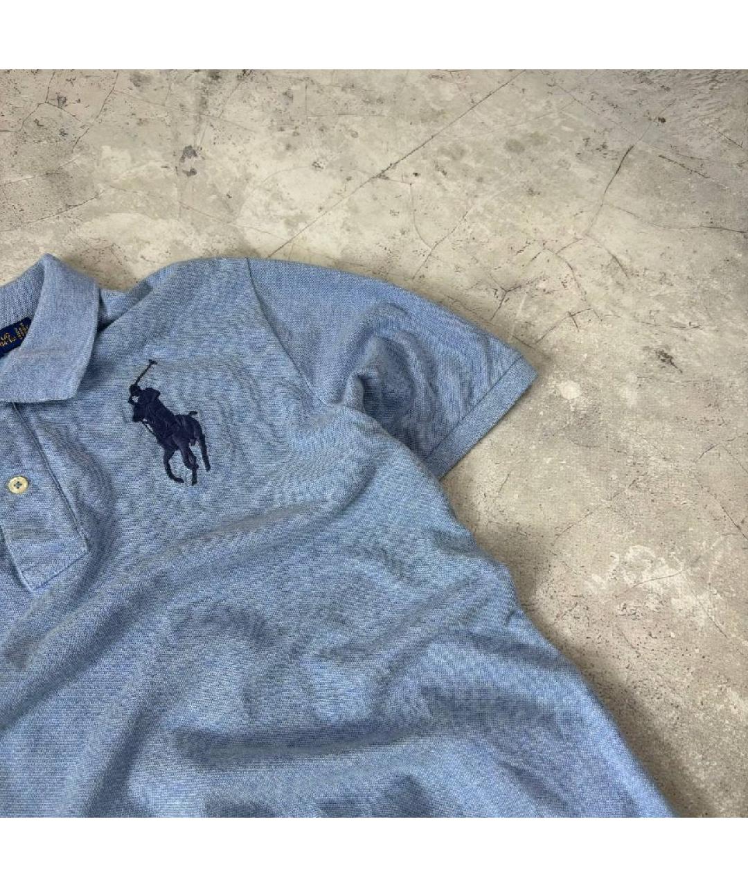 POLO RALPH LAUREN Голубое хлопковое поло с коротким рукавом, фото 4