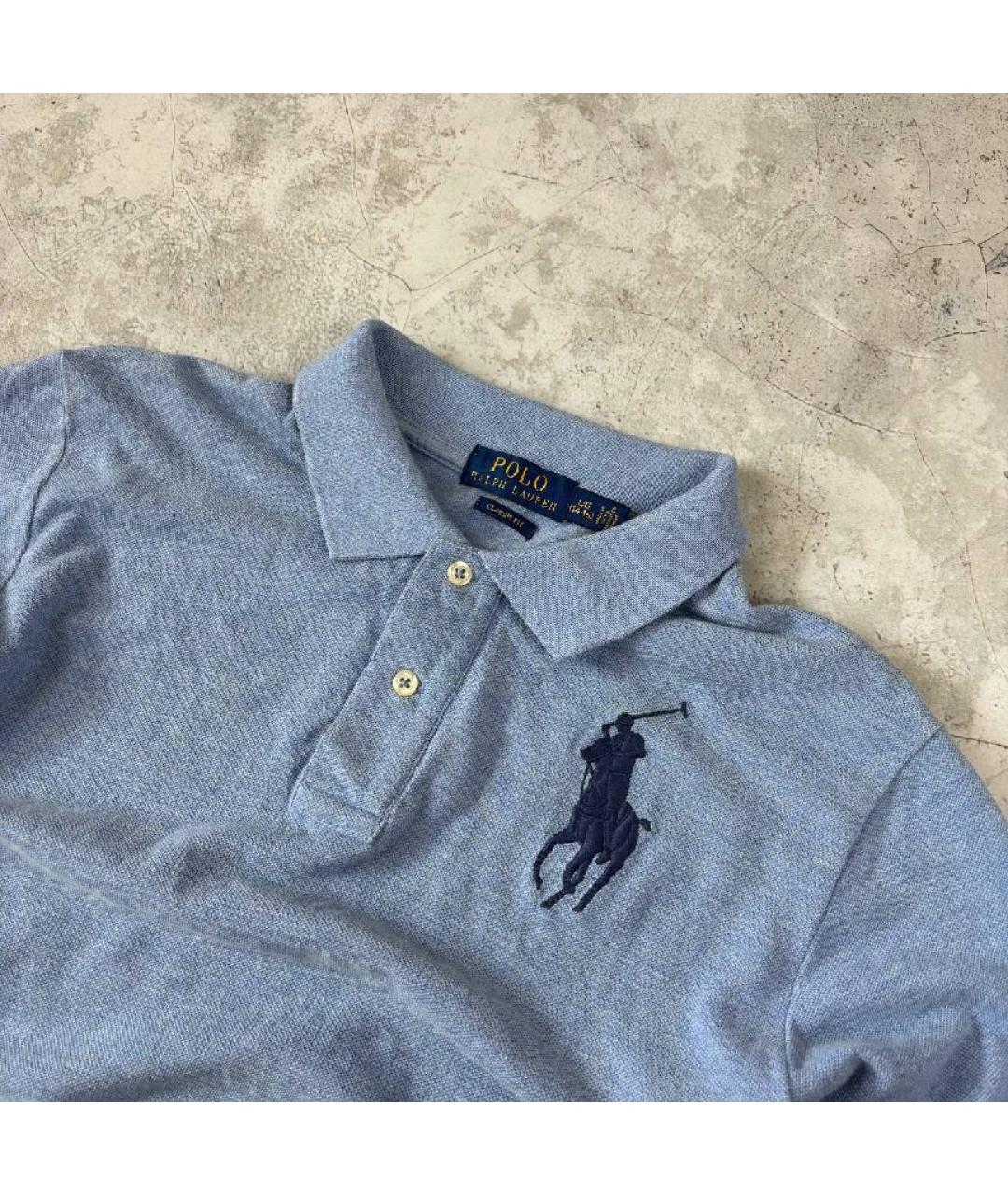 POLO RALPH LAUREN Голубое хлопковое поло с коротким рукавом, фото 2