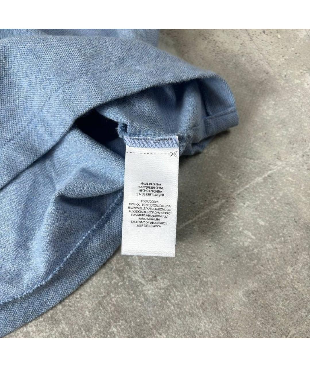 POLO RALPH LAUREN Голубое хлопковое поло с коротким рукавом, фото 3