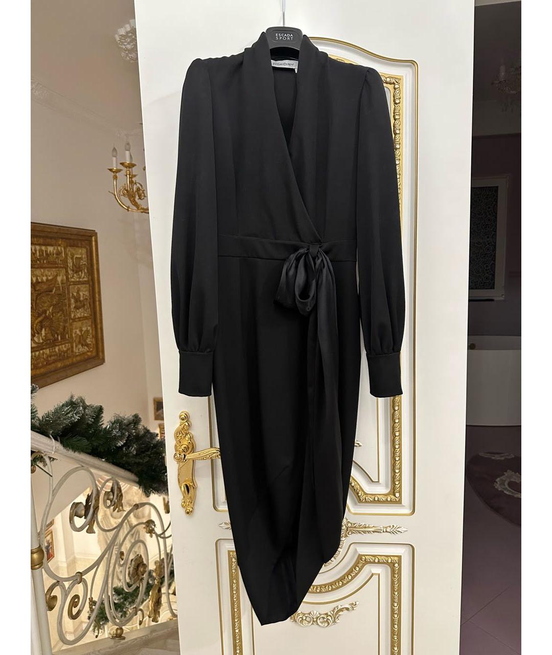 YVES SAINT LAURENT VINTAGE Черное шерстяное коктейльное платье, фото 9
