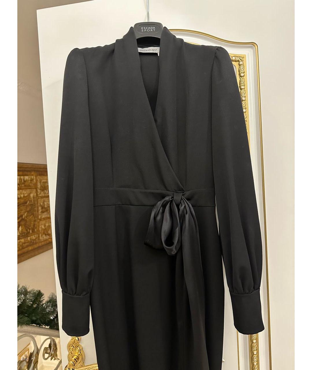 YVES SAINT LAURENT VINTAGE Черное шерстяное коктейльное платье, фото 6